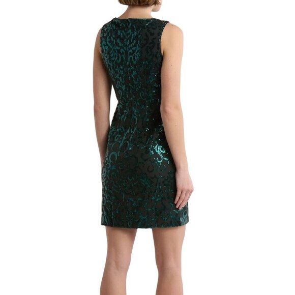 Vince Camuto Sequined Sheath Dress Emerald Green Size 14 - Picture 4 of 8